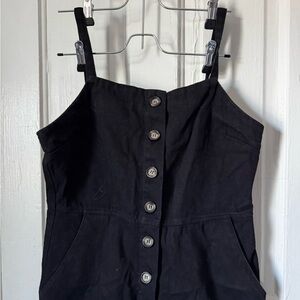 Wishlist black denim cropped wide leg overalls / romper - new